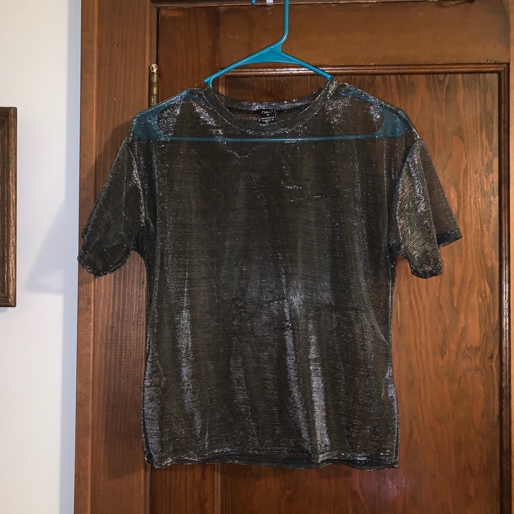 Sheer metallic top